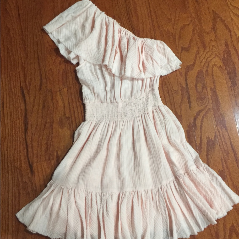 Rebecca Taylor one shoulder ruffle dress pink